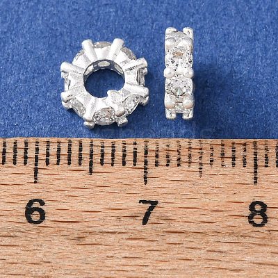 Brass Micro Pave Cubic Zirconia European Beads KK-C157-09A-S-1