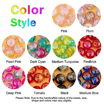 Round Transparent Crackle Glass Beads CCG-X0006-10mm-B-1