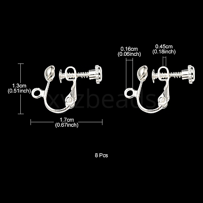 Rack Plated Brass Screw Clip-on Earring Findings KK-YW0001-10S-1