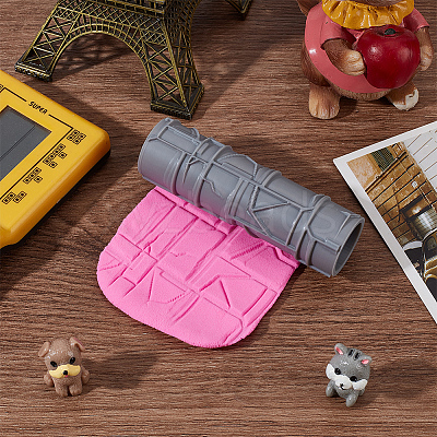 Plastic Handle Clay Texture Roller DIY-WH0699-88B-1