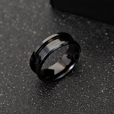 201 Stainless Steel Grooved Finger Ring Settings MAK-WH0007-16B-1