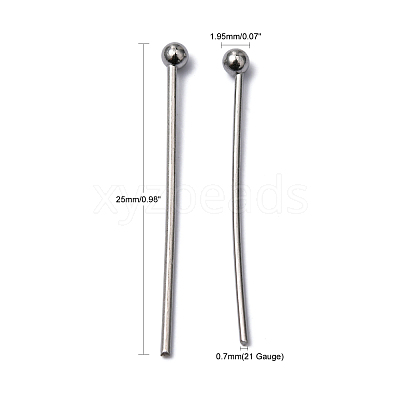 Tarnish Resistant 304 Stainless Steel Ball Head Pins X-STAS-M010-25mm-01-1