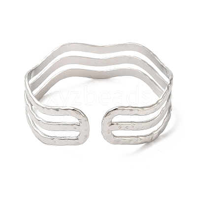 Non-Tarnish 304 Stainless Steel Wave Open Cuff Bangles BJEW-L682-008P-1