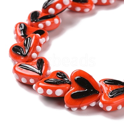 Heart Handmade Lampwork Beads Strands LAMP-G150-01F-1