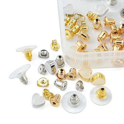 142Pcs 8 Style Brass & Silicone Earring Nuts KK-YW0001-43-1