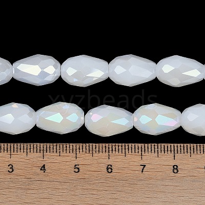 Opaque Solid Color Electroplate Glass Beads Strands EGLA-N013-J8mm-B03-1