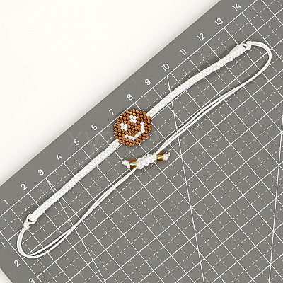 Adjustable Smiling Face Miyuki Glass Sead Bead Braided Beaded Bracelets IS6535-2-1
