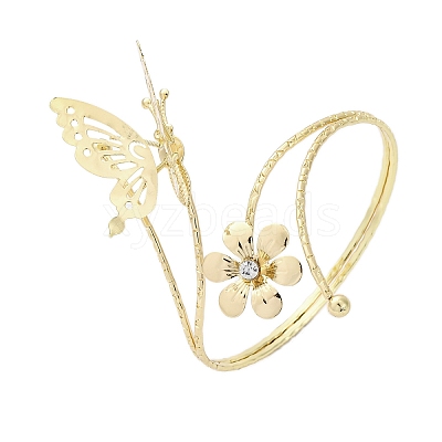 Flower & Butterfly Alloy Arm Cuff Bangles for Girl Women LS-AJEW-A063-01F-G-1