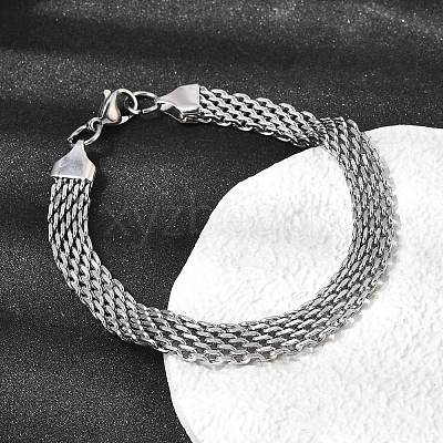 201 Stainless Steel Link Chain Bracelets for Women Men STAS-T077-20P-02-1