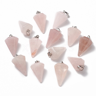 Cone/Spike/Pendulum Natural Rose Quartz Stone Pendants X-G-R278-82-1
