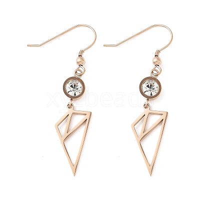 304 Stainless Steel Triangle Dangle Earrings EJEW-Z129-07RG-1