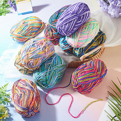 Light Gradient Segment Dyed Polyester Yarn DIY-TADJ0002-005F-1