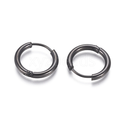 304 Stainless Steel Huggie Hoop Earrings EJEW-F111B-17mm-B-1