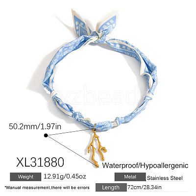 304 Stainless Steel Pendant Printed Scarf Necklaces FS-WGD2FA8-06-1