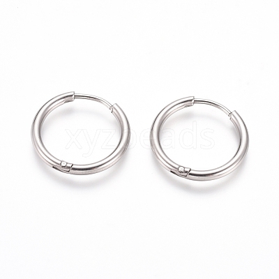 Tarnish Resistant 202 Stainless Steel Huggie Hoop Earrings X-EJEW-F111A-19mm-P-1