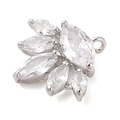 Brass Inlay Clear Glass Pendants KK-S388-22P-1