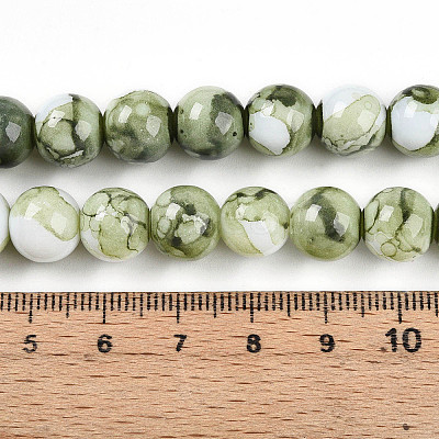 Baking Paint Glass Beads Strands DGLA-N003-10mm-C06-1