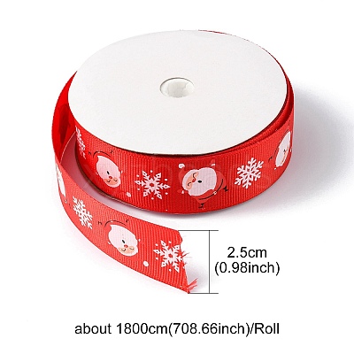 1 Roll Christmas Printed Polyester Grosgrain Ribbons OCOR-YW0001-05C-1