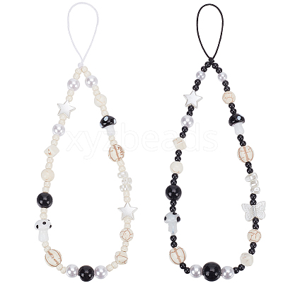 2Pcs 2 Colors Plastic Mobile Straps HJEW-GF0001-44-1