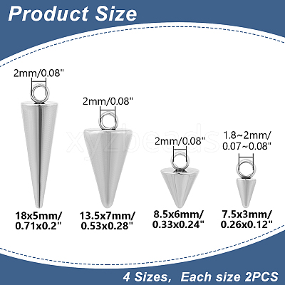 8Pcs 4 Styles 304 Stainless Steel Pendants STAS-LP0001-34-1