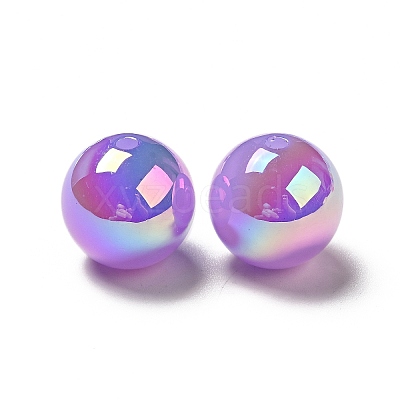 UV Plating Opaque Rainbow Iridescent Acrylic Beads SACR-A001-03I-1