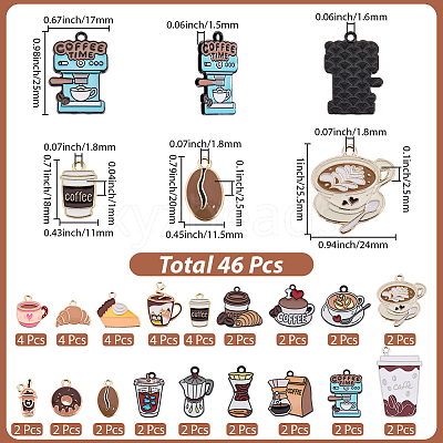 46Pcs Zinc Alloy Pendants ENAM-BM0001-40-1