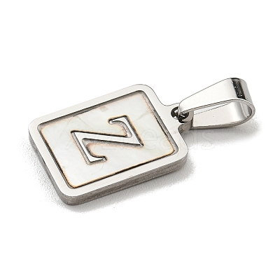 304 Stainless Steel Pave Natural White Shell Pendants STAS-S130-03P-Z-1