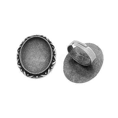Vintage Adjustable Iron Finger Ring Components Alloy Cabochon Bezel Settings X-PALLOY-Q300-07AS-NR-1