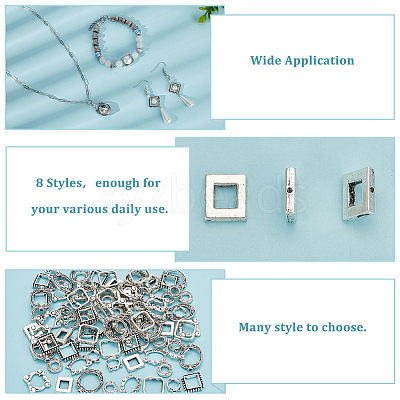 112Pcs 8 Style Tibetan Style Alloy Bead Frame FIND-PH0008-50-1
