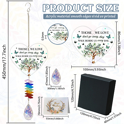 Glass Teardrop Hanging Suncatchers HJEW-WH0201-011-1