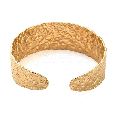 304 Stainless Steel Textured Flat Cuff Bangles BJEW-G694-04G-1