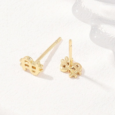 Brass Stud Earrings EJEW-P346-01D-G-1