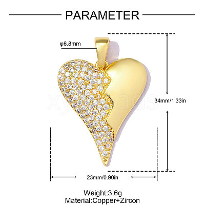 Brass Micro Pave Clear Cubic Zirconia Pendants CU-OY001-49G-1