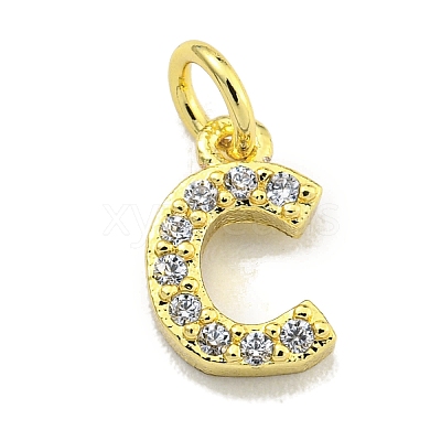Letter Brass Micro Pave Clear Cubic Zirconia Pendants KK-K354-06G-C-1
