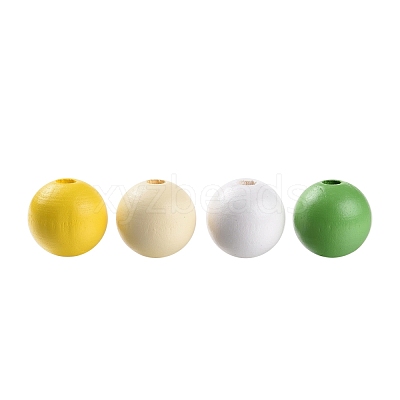 160Pcs 4 Colors Farmhouse Country and Rustic Style Painted Natural Wood Beads WOOD-LS0001-01I-1