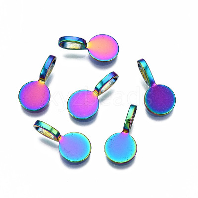 Rainbow Color Alloy Glue-on Flat Pad Bails for Pendant Making PALLOY-N163-099-NR-1