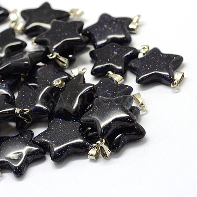 Star Synthetic Blue Goldstone Pendants G-Q367-06-1