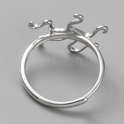 Anti-Tarnish Rhodium Plated 925 Sterling Silver Adjustable Rings Base STER-WH0011-27P-1
