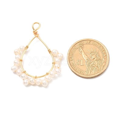Natural Cultured Freshwater Pearl Pendants PALLOY-JF01035-1