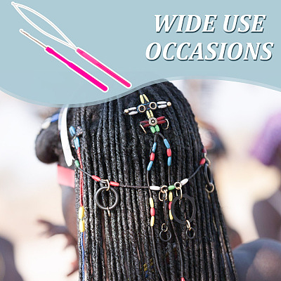 10Pcs 10 Style Plastic Crochet Hooks & Stainless Steel Hair Extension Loop Needle Threader TOOL-UN0001-31-1