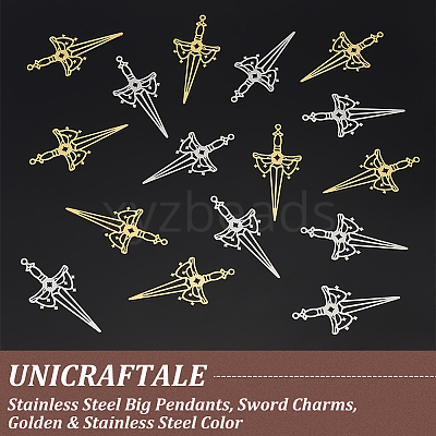 20Pcs 2 Colors 304 Stainless Steel Big Pendants STAS-UN0051-35-1