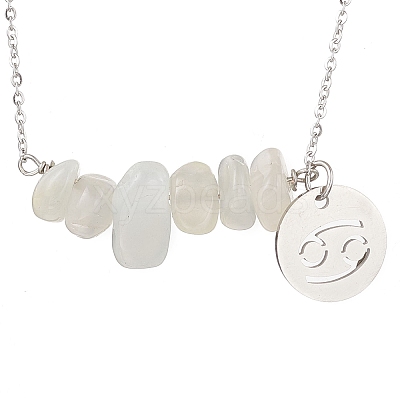 Natural White Moonstone Chip & Constellation Pendant Necklaces NJEW-JN05084-04-1