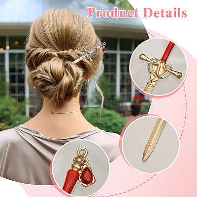 6Pcs 6 Styles Alloy Hair Pin AJEW-FH0006-17-1