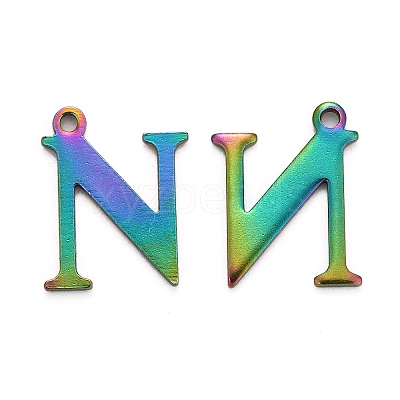 Ion Plating(IP) 304 Stainless Steel Alphabet Charms LS-STAS-H122-N-M-1