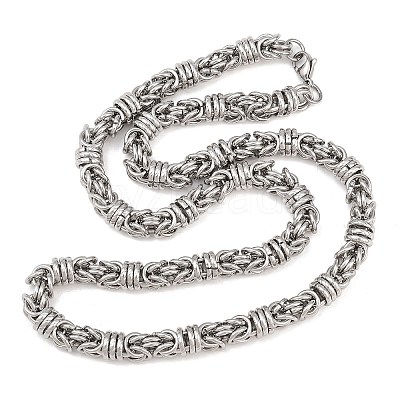 9MM 304 Stainless Steel Byzantine Chain Necklaces for Men SA-T001-02AS-1