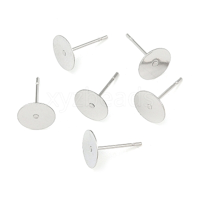 Tarnish Resistant 304 Stainless Steel Flat Round Blank Peg Stud Earring Findings STAS-S028-37-1