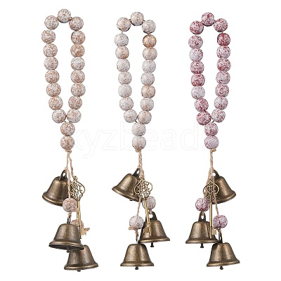 3Pcs Brass Bell Key Pendant Decorations HJEW-JM04230-1