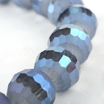 Faceted(96 Facets) Round Electroplate Glass Bead Strands X-EGLA-S130-10mm-02-1