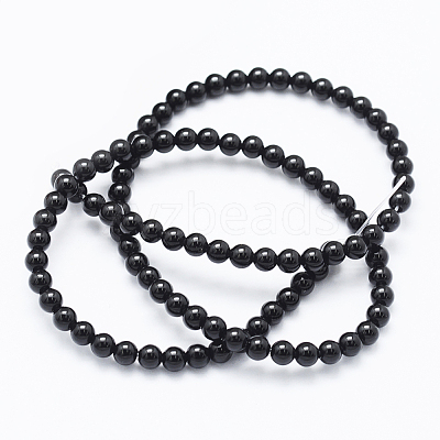 Natural Black Onyx Beads Strands G-E469-08-4mm-1