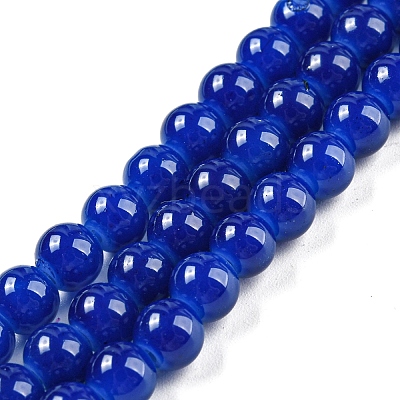 Baking Paint Imitation Jade Glass Round Bead Strands X-DGLA-Q021-6mm-33-1